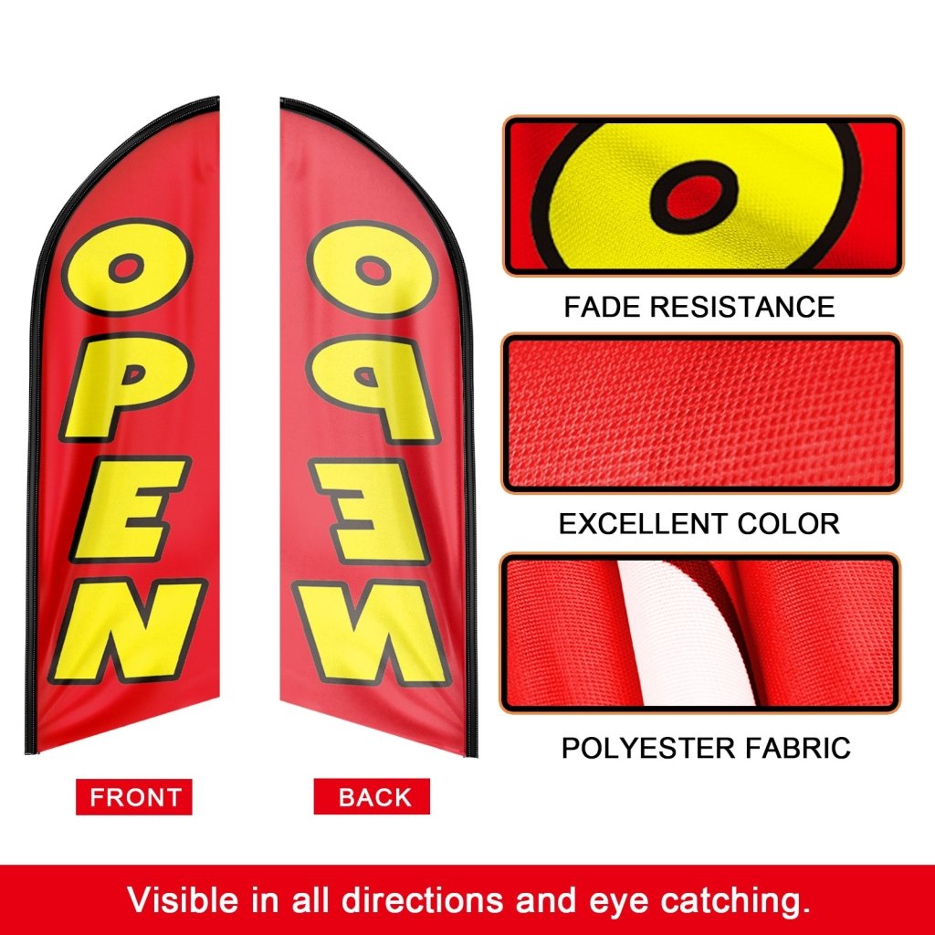 8FT Open Red 02 Advertising Swooper Flag(Flagpole Not Included 3.4)