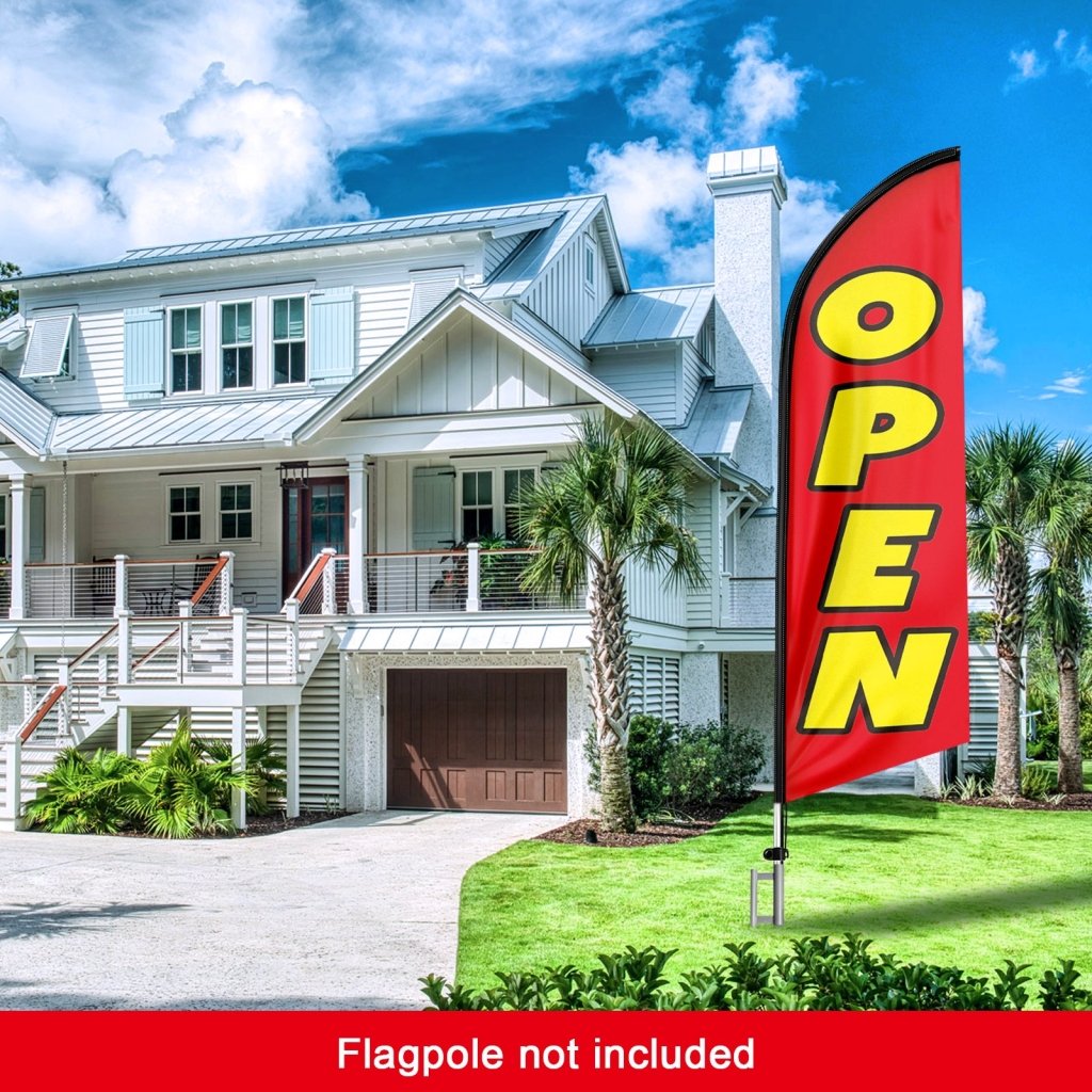 8FT Open Red 02 Advertising Swooper Flag(Flagpole Not Included 3.4)