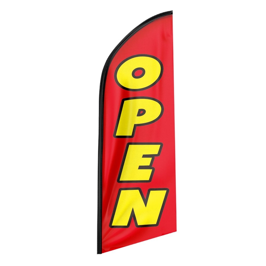 8FT Open Red 02 Advertising Swooper Flag(Flagpole Not Included 3.4)