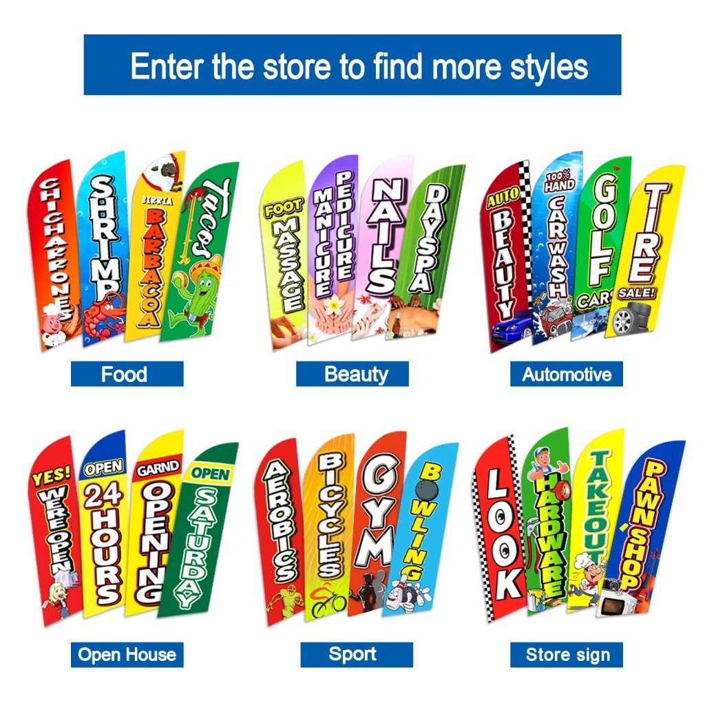 8FT Open Sunday Blue Advertising Swooper Flag(Flagpole Not Included 3.4)