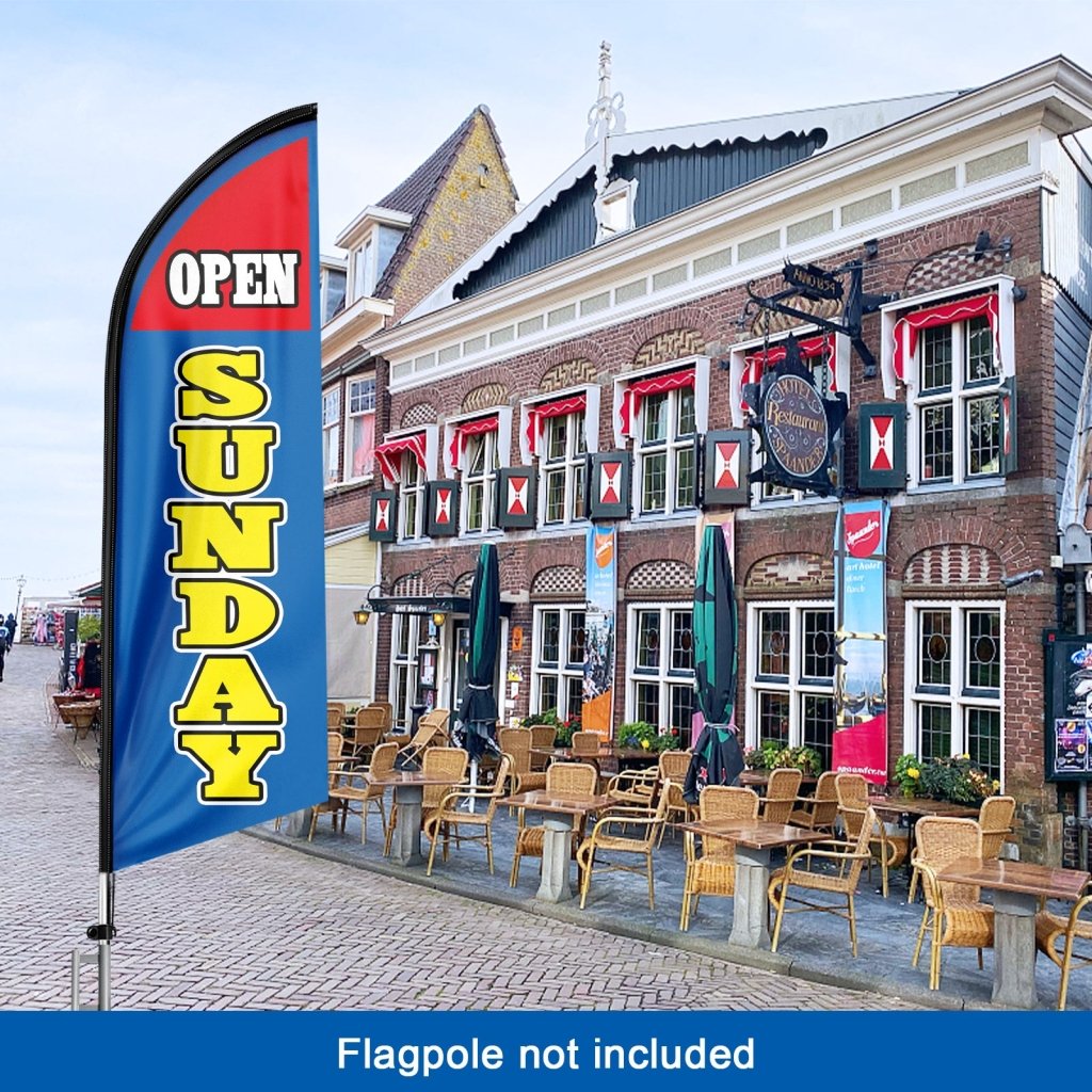 8FT Open Sunday Blue Advertising Swooper Flag(Flagpole Not Included 3.4)