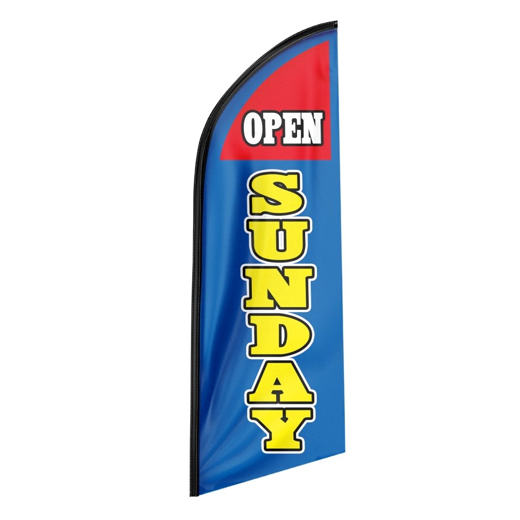 8FT Open Sunday Blue Advertising Swooper Flag(Flagpole Not Included 3.4)