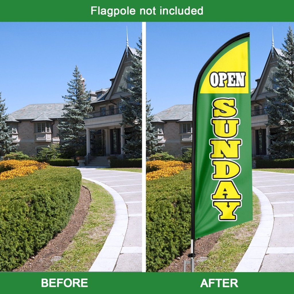 8FT Open Sunday Green Advertising Swooper Flag(Flagpole Not Included 3.4)