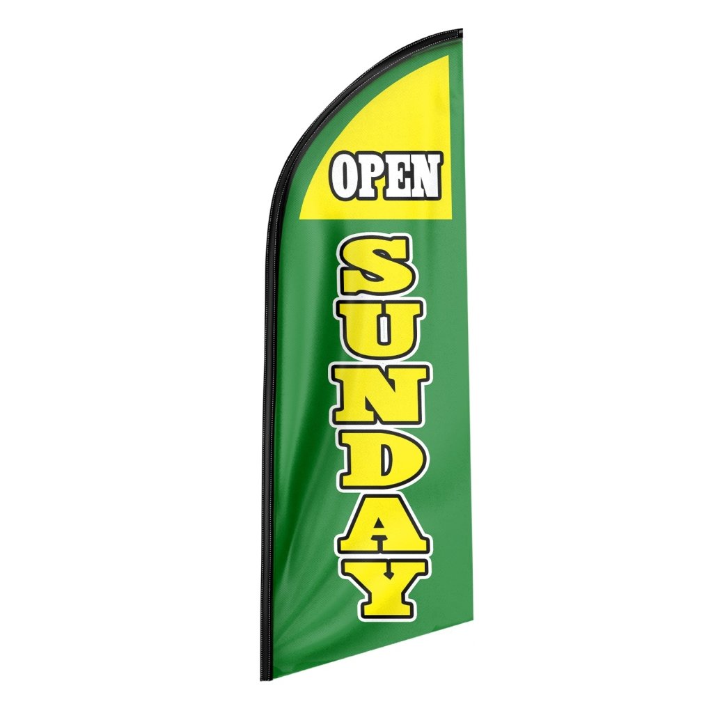8FT Open Sunday Green Advertising Swooper Flag(Flagpole Not Included 3.4)