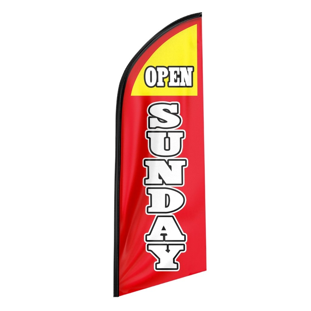 8FT Open Sunday Red Advertising Swooper Flag(Flagpole Not Included 3.4)