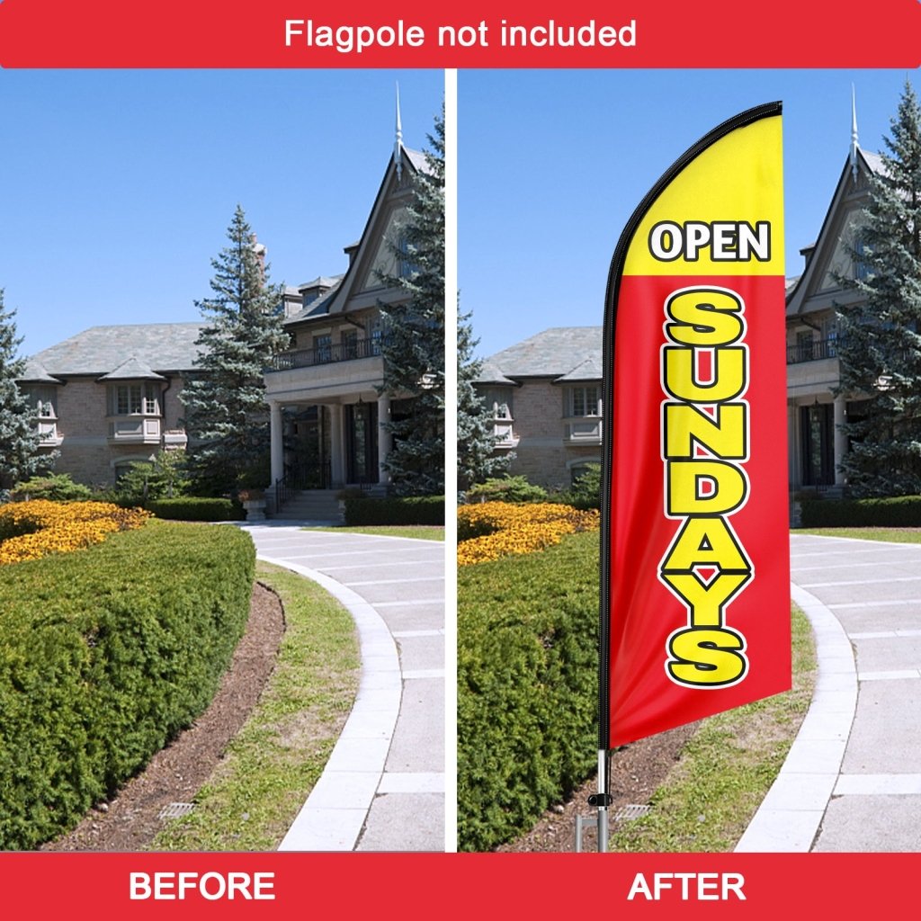8FT Open Sundays Red Advertising Swooper Flag(Flagpole Not Included 3.4)