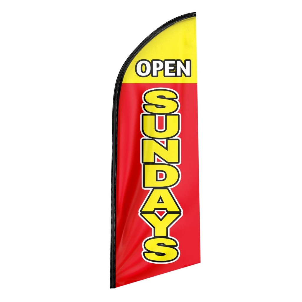 8FT Open Sundays Red Advertising Swooper Flag(Flagpole Not Included 3.4)