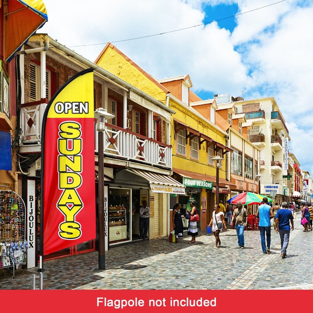 8FT Open Sundays Red Advertising Swooper Flag(Flagpole Not Included 3.4)