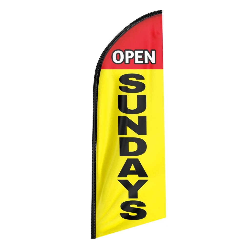8FT Open Sundays Yellow Advertising Swooper Flag(Flagpole Not Included 3.4)