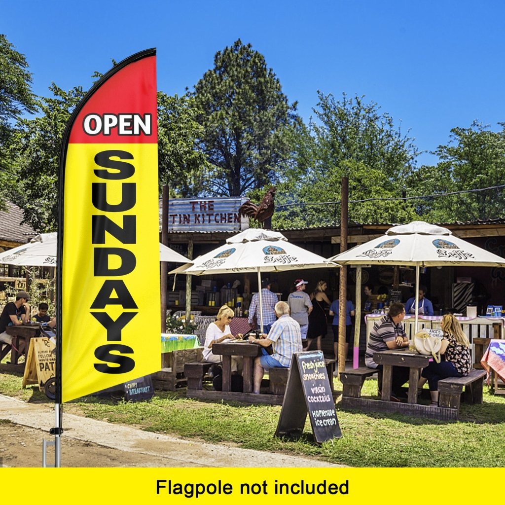 8FT Open Sundays Yellow Advertising Swooper Flag(Flagpole Not Included 3.4)