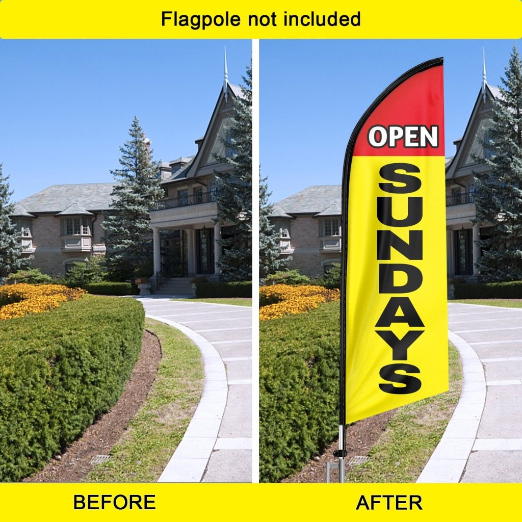 8FT Open Sundays Yellow Advertising Swooper Flag(Flagpole Not Included 3.4)
