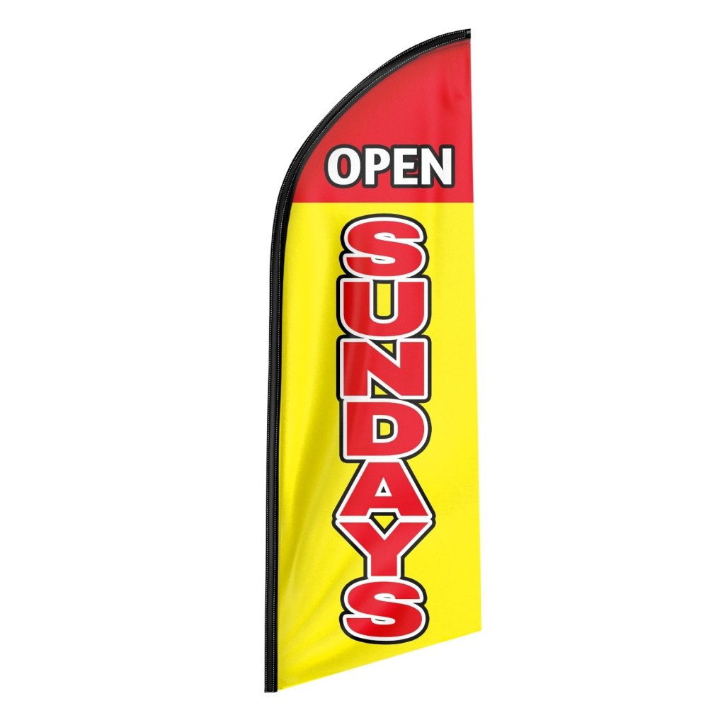 8FT Open Sundays Yellow&Red Advertising Swooper Flag(Flagpole Not Included 3.4)