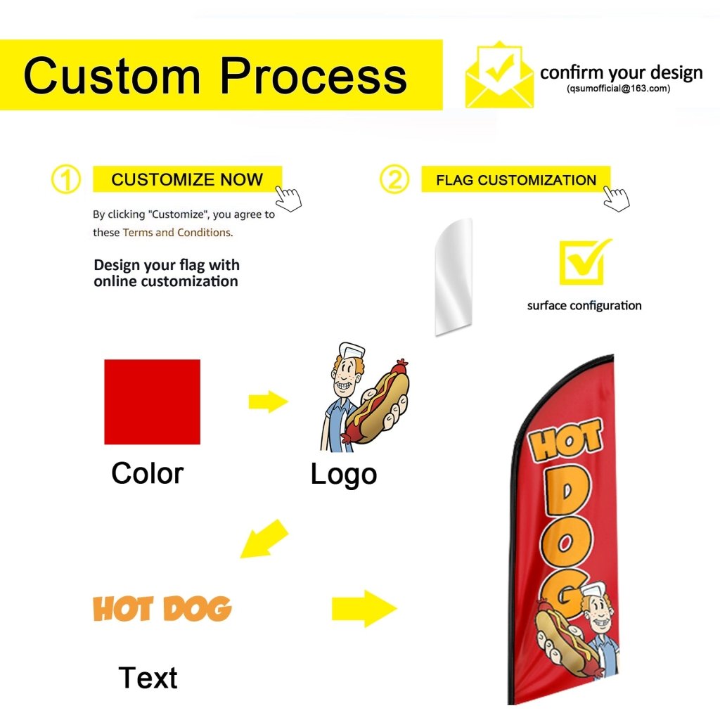 8FT Open Sundays Yellow&Red Advertising Swooper Flag(Flagpole Not Included 3.4)