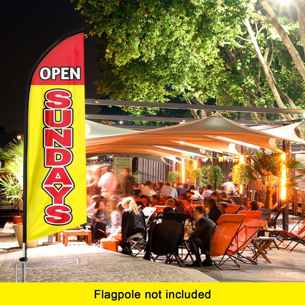 8FT Open Sundays Yellow&Red Advertising Swooper Flag(Flagpole Not Included 3.4)