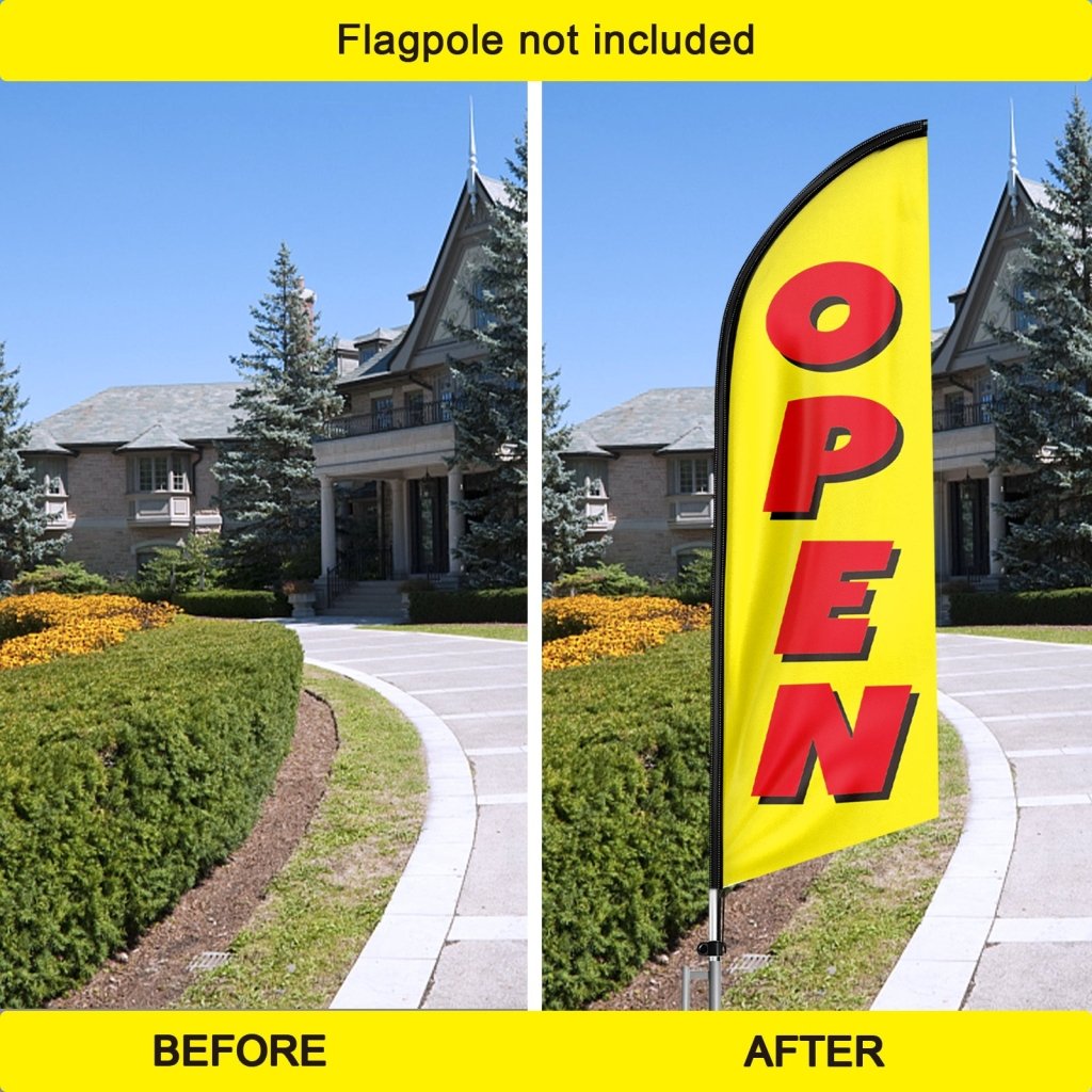 8FT Open Yellow 02 Advertising Swooper Flag(Flagpole Not Included 3.4)