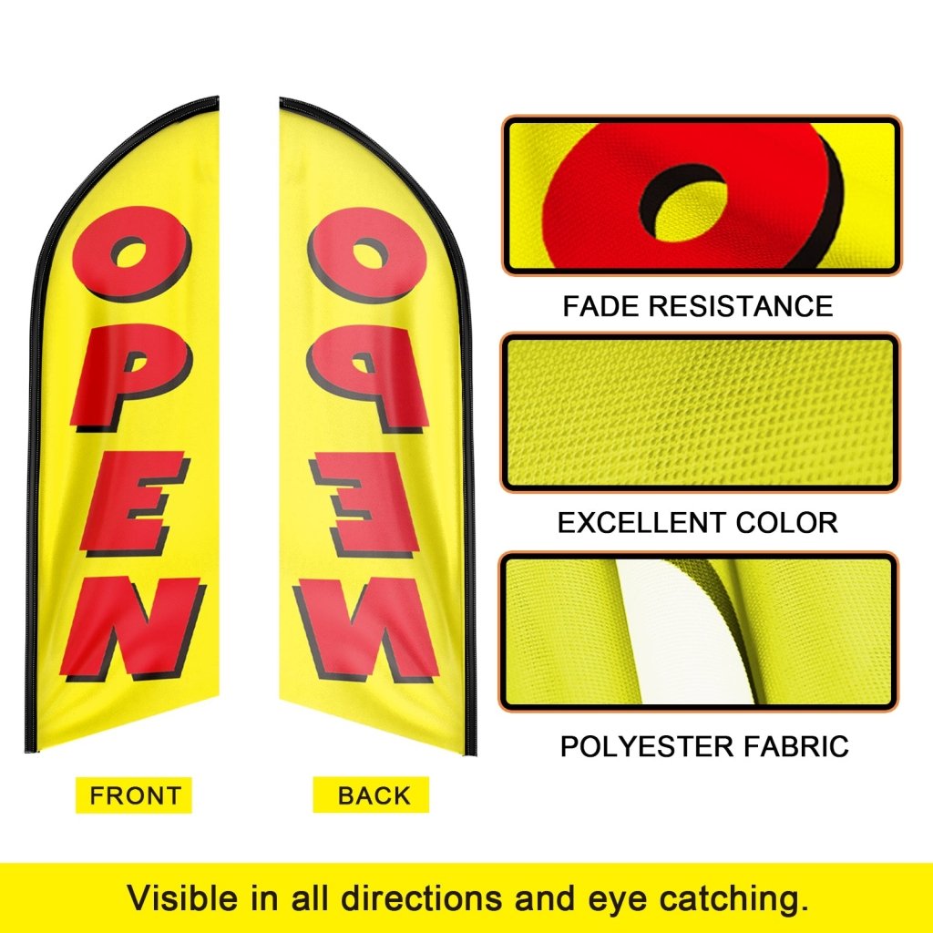 8FT Open Yellow 02 Advertising Swooper Flag(Flagpole Not Included 3.4)