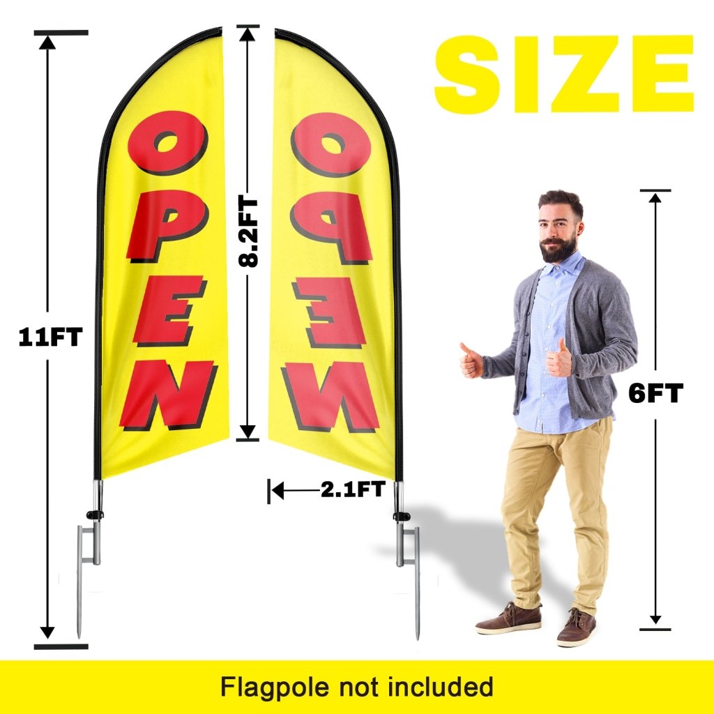 8FT Open Yellow 02 Advertising Swooper Flag(Flagpole Not Included 3.4)