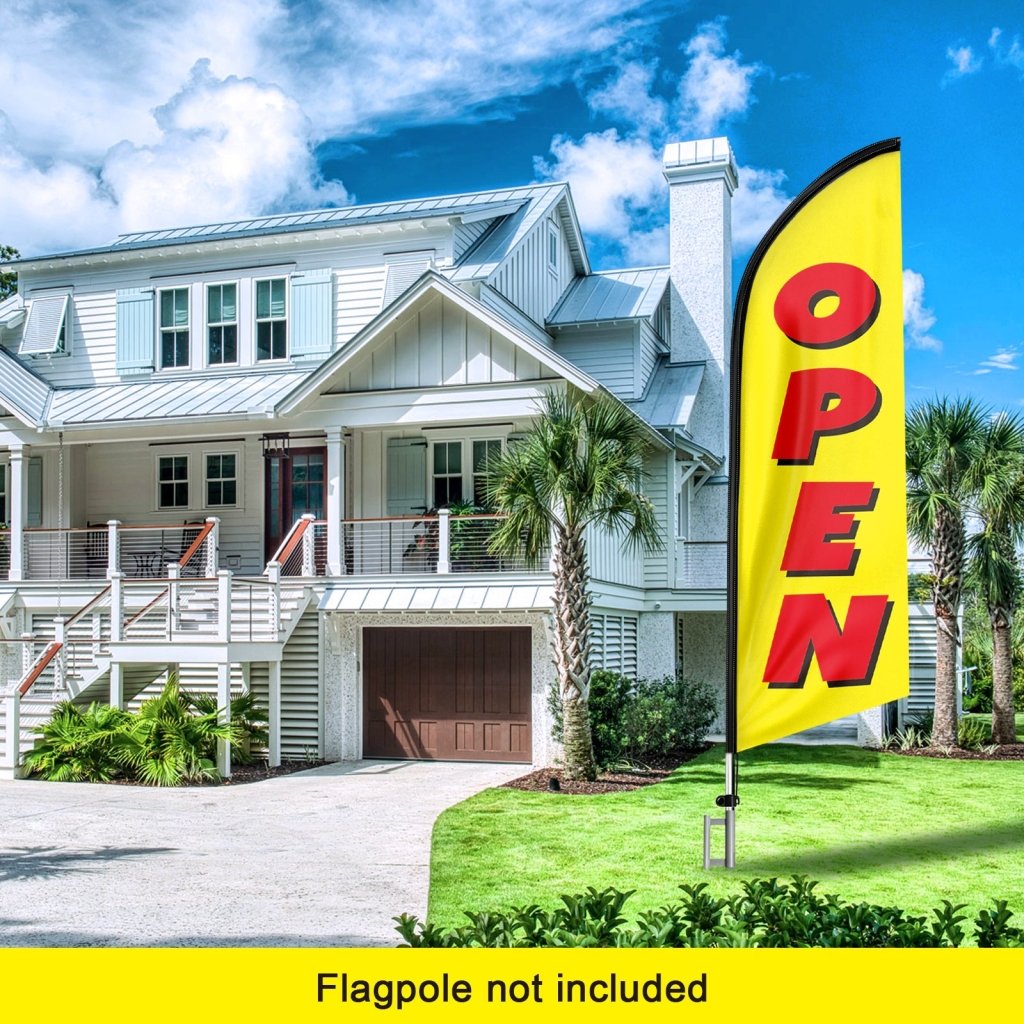 8FT Open Yellow 02 Advertising Swooper Flag(Flagpole Not Included 3.4)