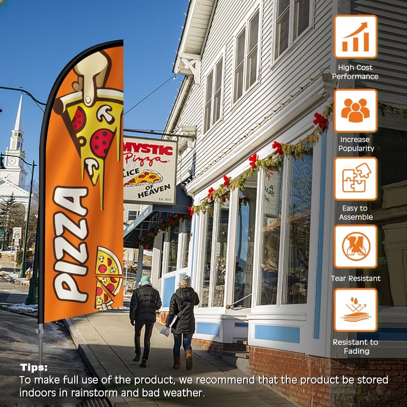 8FT Orange 01 Pizza Banner Feather Flag Pole Kit(2m flag set)