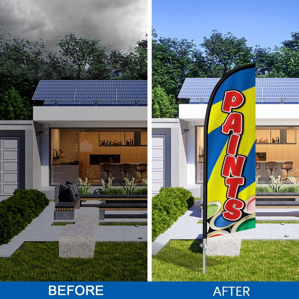 8FT Paints Banner Feather Flag with Stainless Steel Pole Kit(2m flag set)