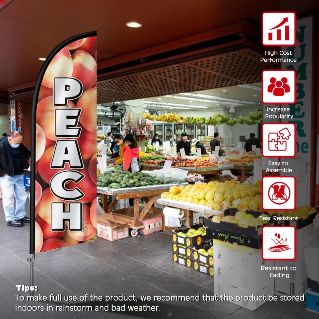 8FT Peach Feather Flag with Stainless Steel Pole Kit(2m flag set)