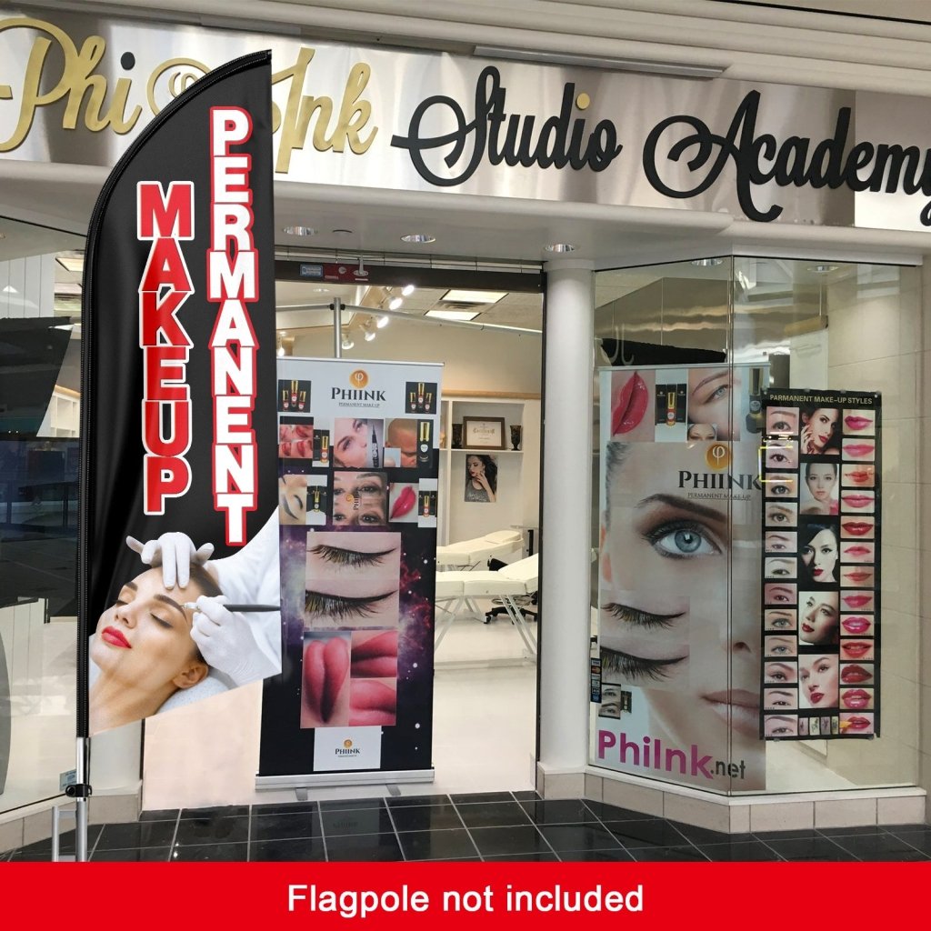8FT Permanent Makeup Advertising Swooper Flag (Flagpole Not Included 3.4)