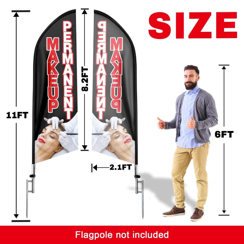 8FT Permanent Makeup Advertising Swooper Flag (Flagpole Not Included 3.4)