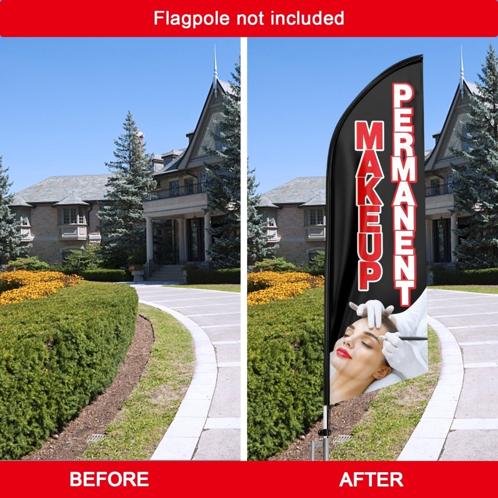 8FT Permanent Makeup Advertising Swooper Flag (Flagpole Not Included 3.4)