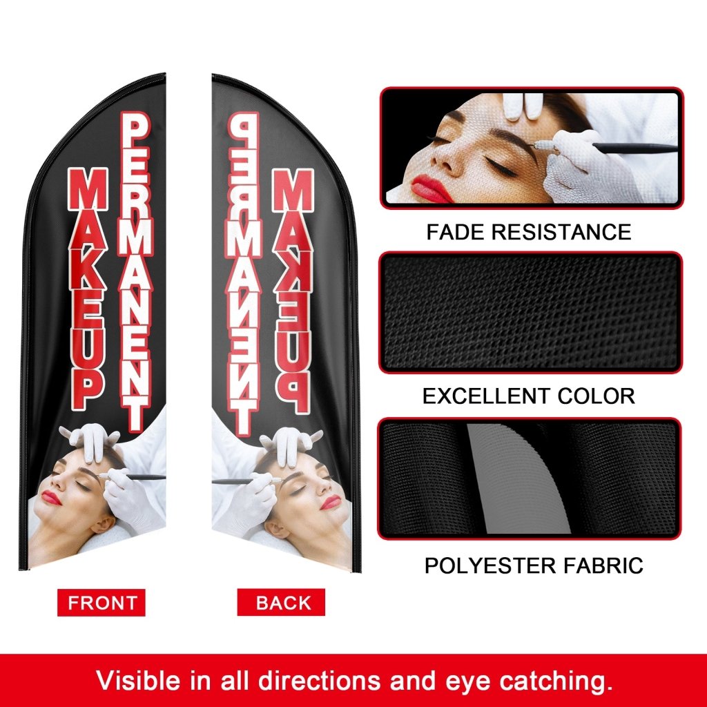 8FT Permanent Makeup Advertising Swooper Flag (Flagpole Not Included 3.4)