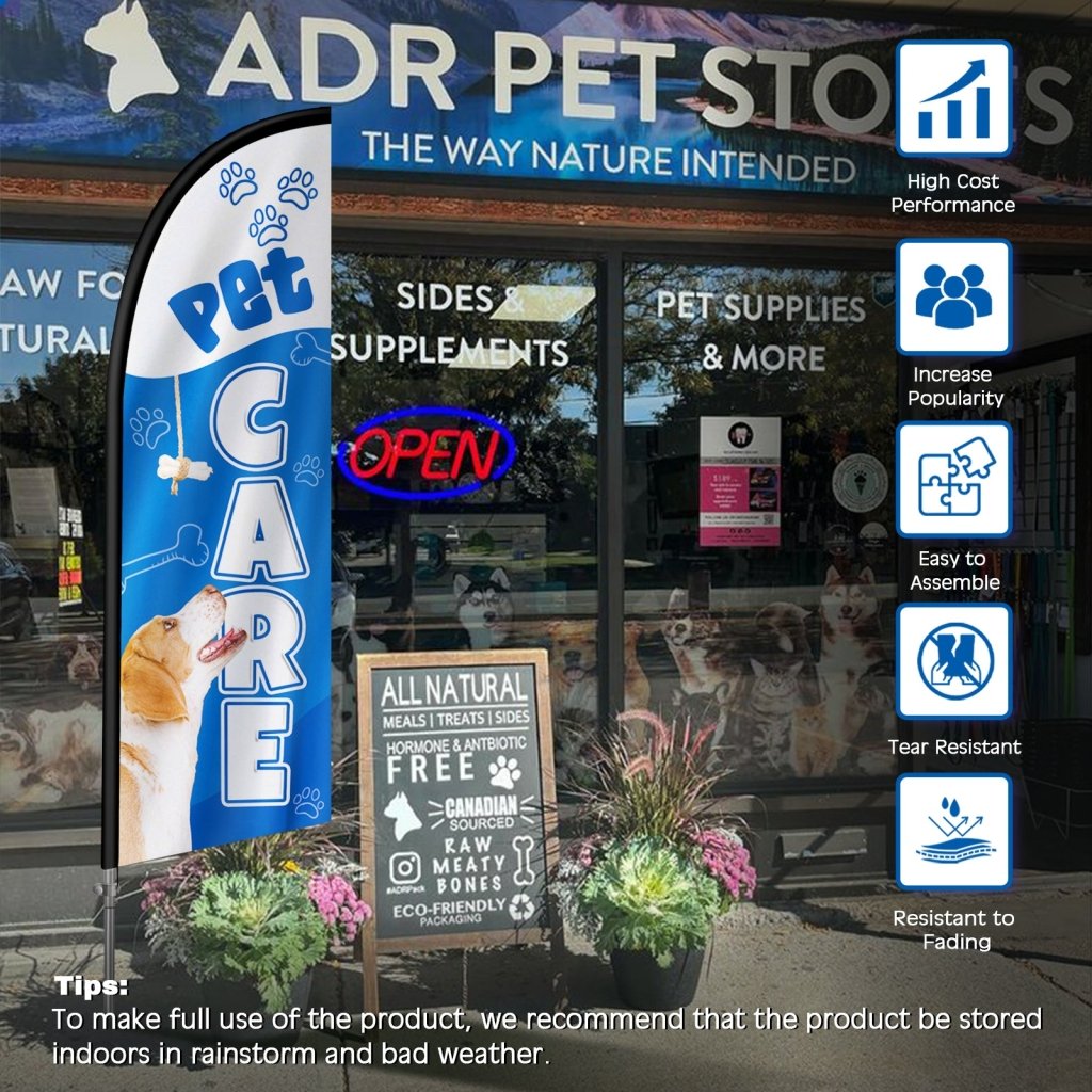 8FT Pet Car Feather Flag with Stainless Steel Pole Kit(2m flag set)