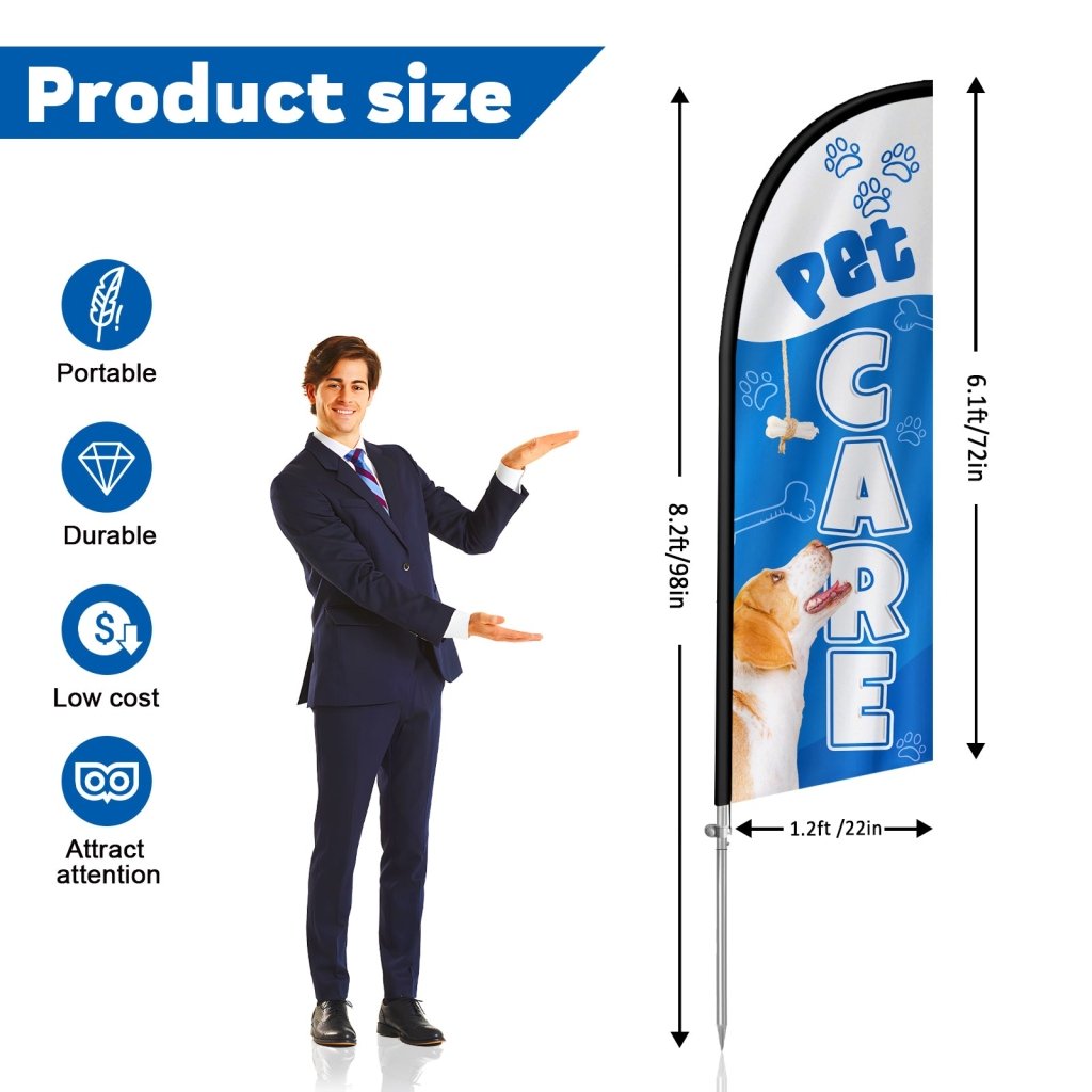 8FT Pet Car Feather Flag with Stainless Steel Pole Kit(2m flag set)