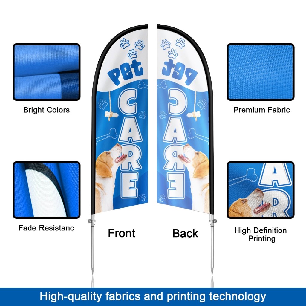 8FT Pet Car Feather Flag with Stainless Steel Pole Kit(2m flag set)