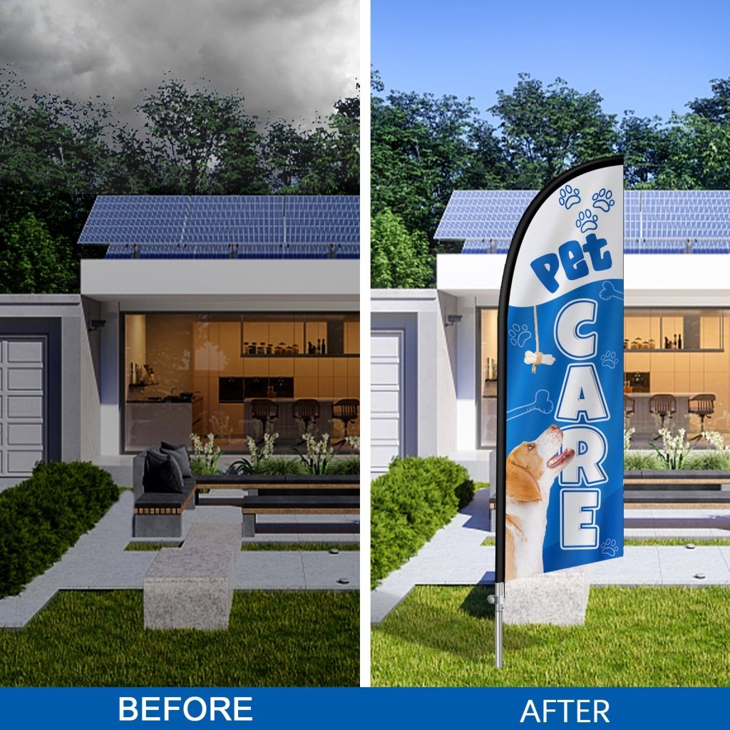 8FT Pet Car Feather Flag with Stainless Steel Pole Kit(2m flag set)