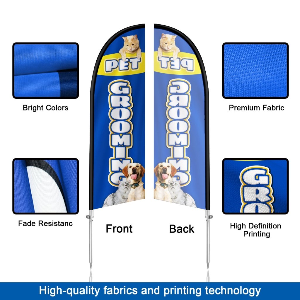 8FT Pet Grooming 02 Feather Flag with Stainless Steel Pole Kit(2m flag set)