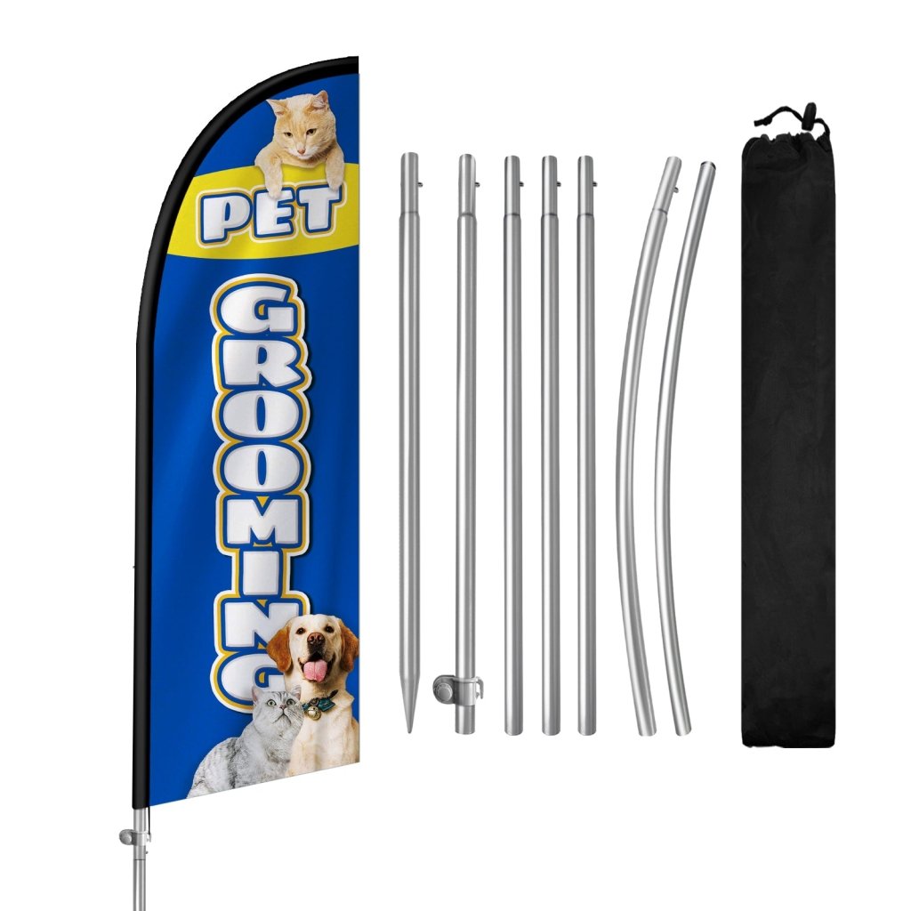 8FT Pet Grooming 02 Feather Flag with Stainless Steel Pole Kit(2m flag set)