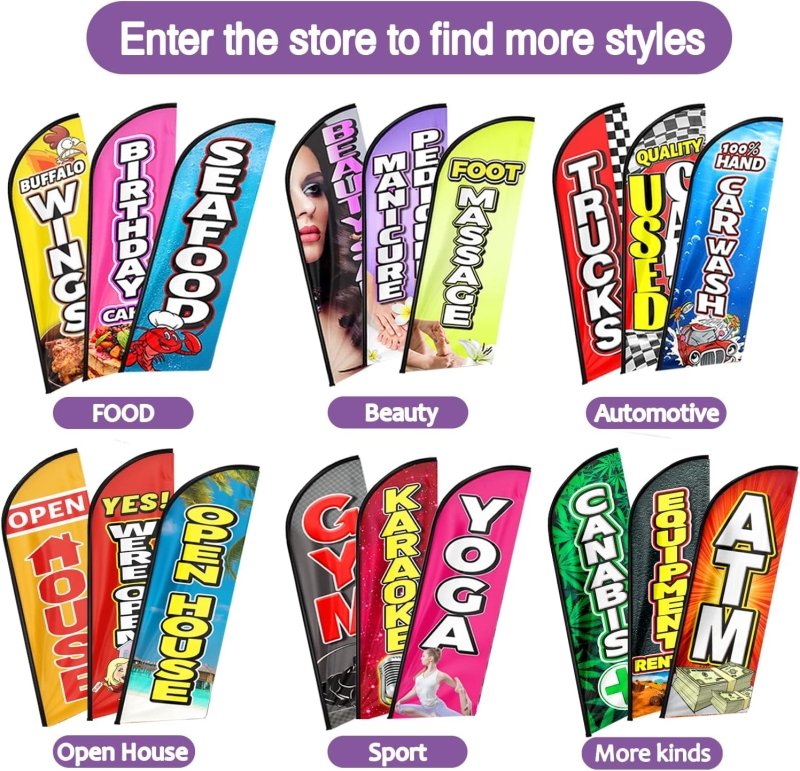 8FT Pet Grooming Advertising Swooper Flag(Flagpole Not Included 3.4)