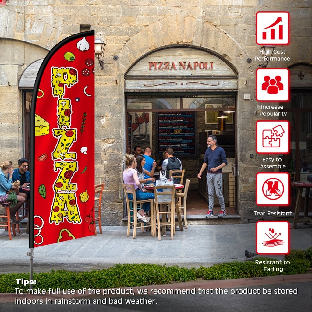 8FT Pizza 06 Banner Feather Flag Pole Kit(2m flag set)