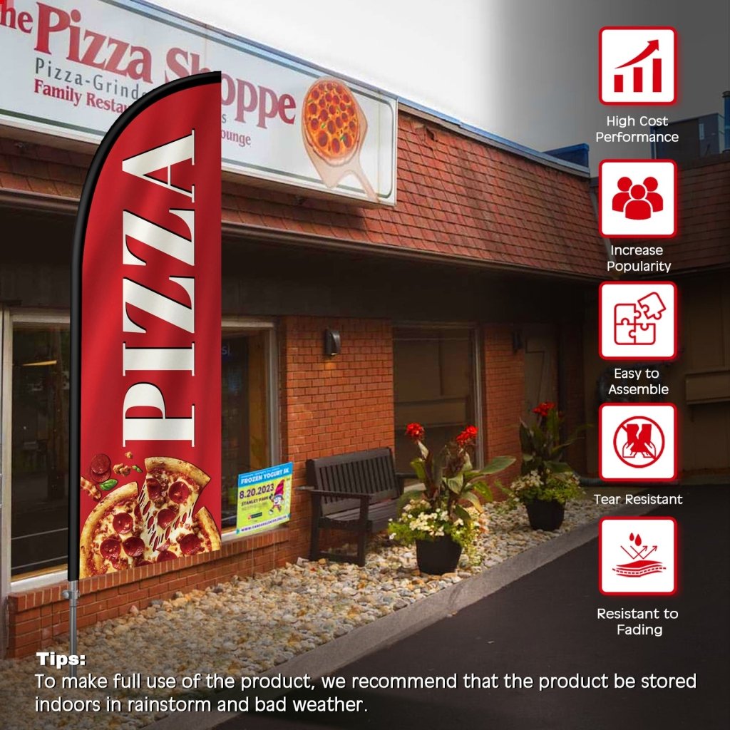 8FT Pizza Red 02 Banner Feather Flag Pole Kit(2m flag set)