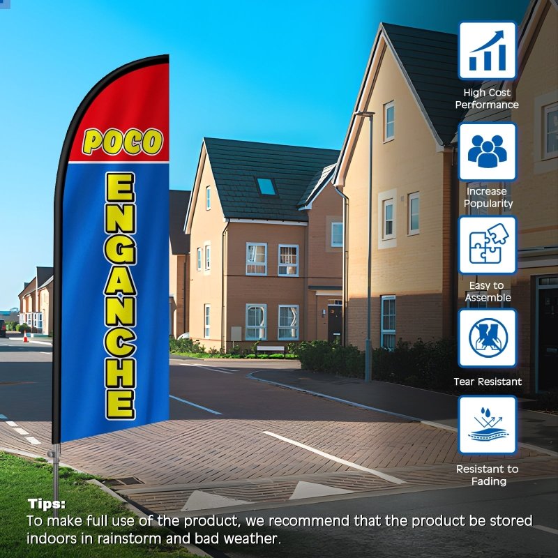 8FT Poco Enganche Banner Feather Flag withStainless Steel Pole Kit(2m flag set)