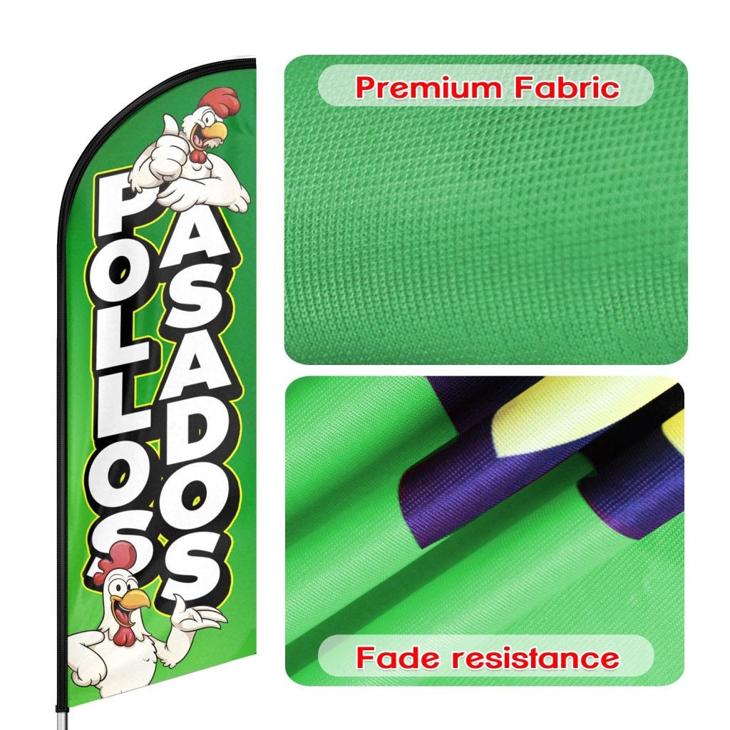 8FT Pollos Asados Advertising Swooper Flag (Flagpole Not Included 3.4)