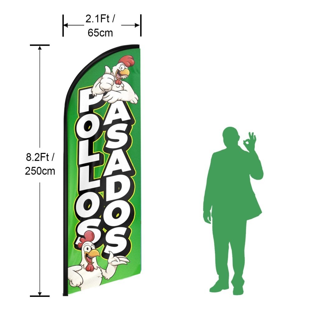 8FT Pollos Asados Advertising Swooper Flag (Flagpole Not Included 3.4)
