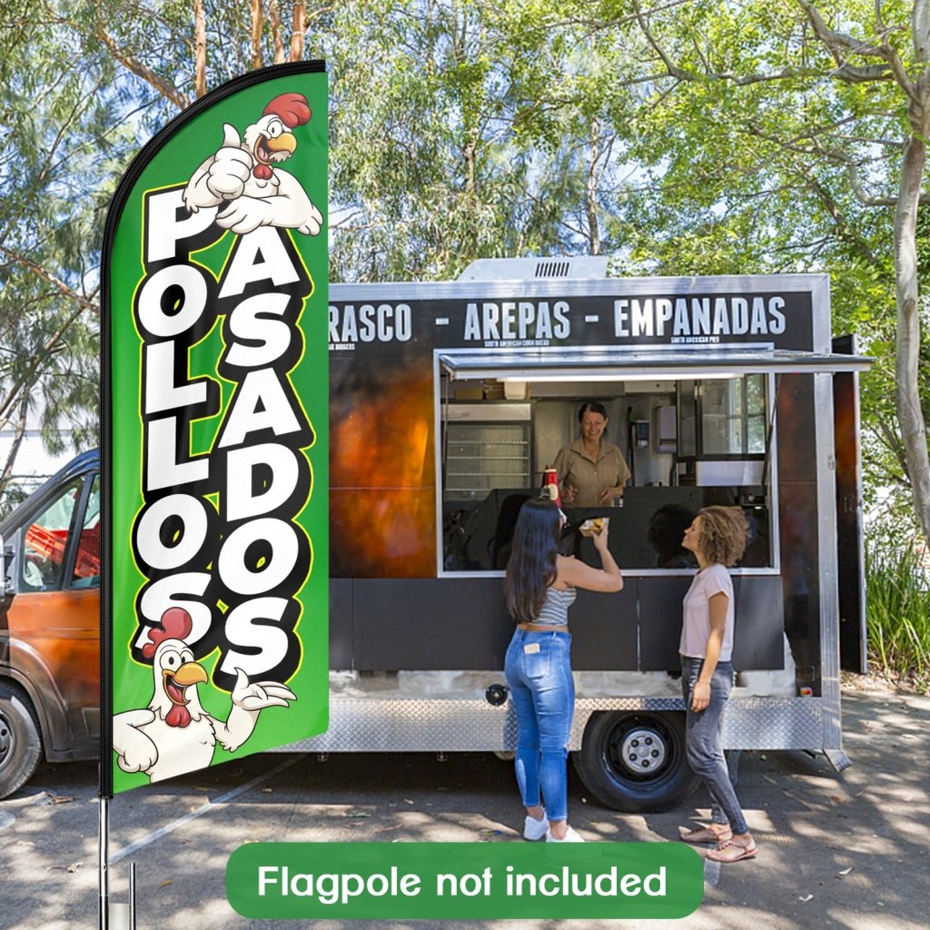 8FT Pollos Asados Advertising Swooper Flag (Flagpole Not Included 3.4)