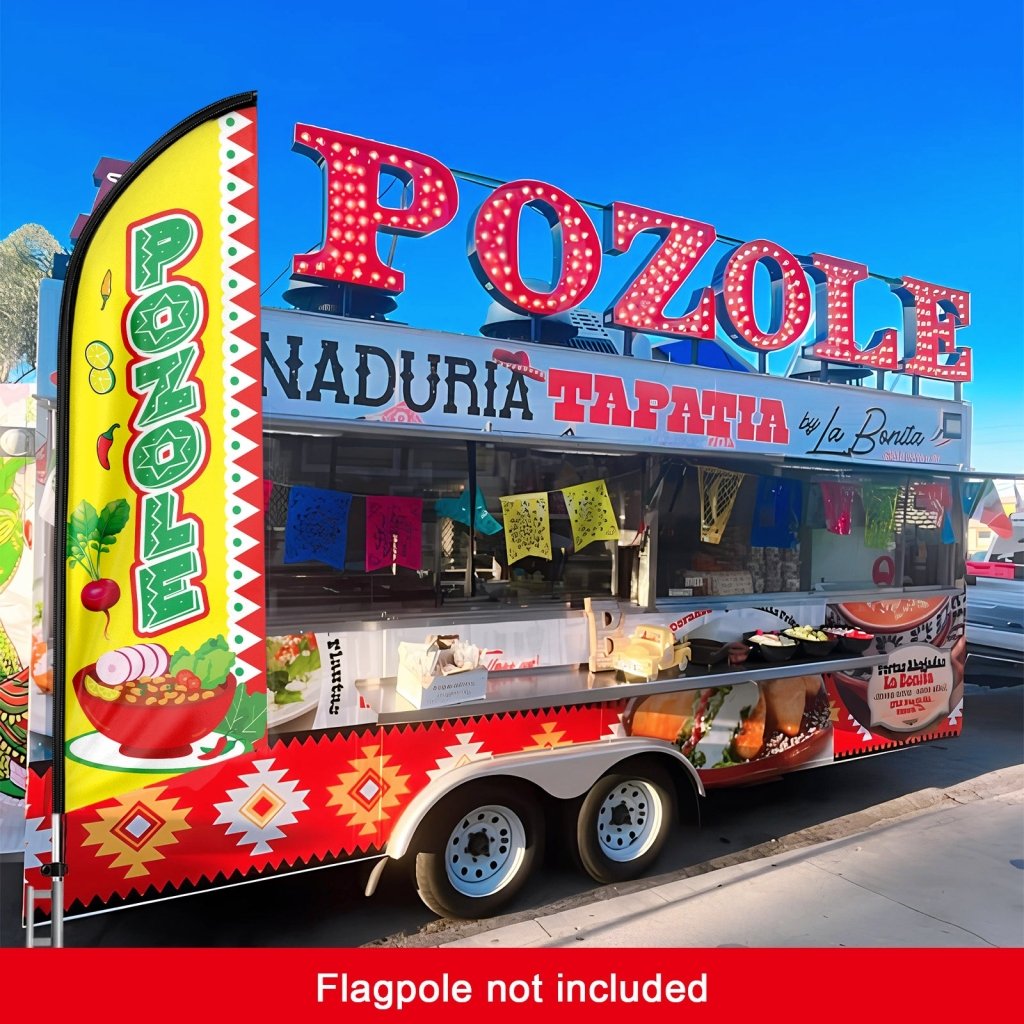 8FT Pozole Advertising Swooper Flag (Flagpole Not Included 3.4)