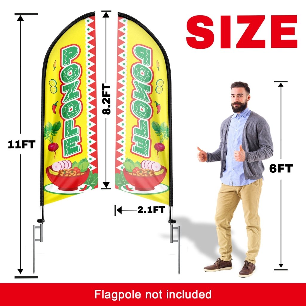 8FT Pozole Advertising Swooper Flag (Flagpole Not Included 3.4)