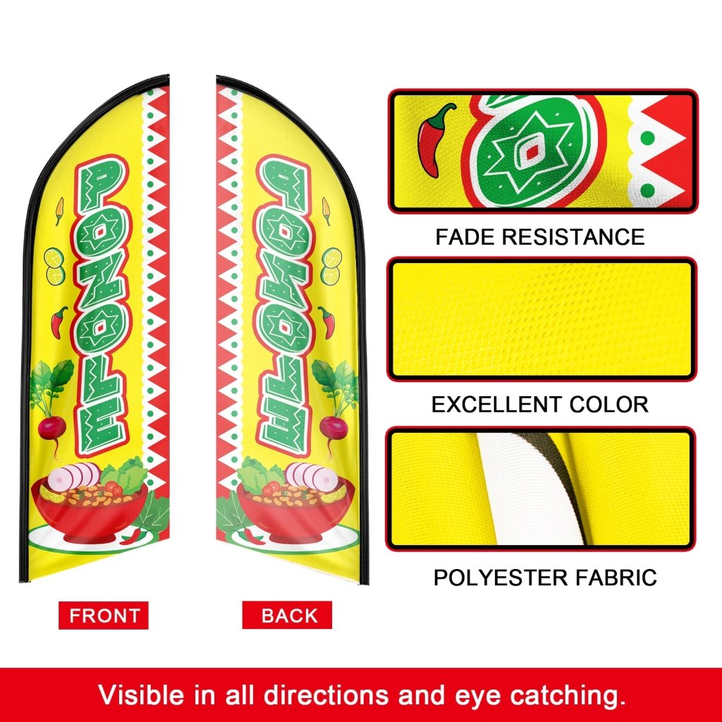 8FT Pozole Advertising Swooper Flag (Flagpole Not Included 3.4)