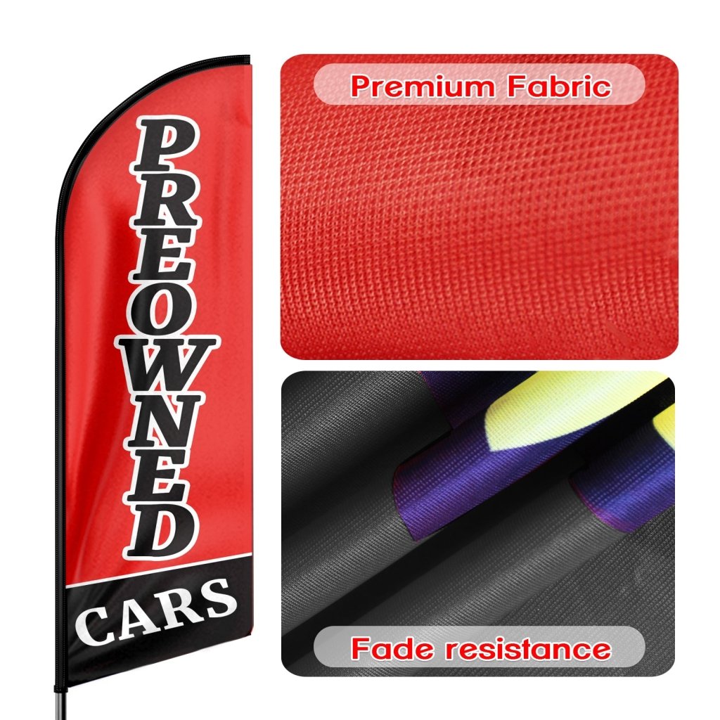 8FT Pre Owned Cars Advertising Swooper Flag(Flagpole Not Included 3.4)