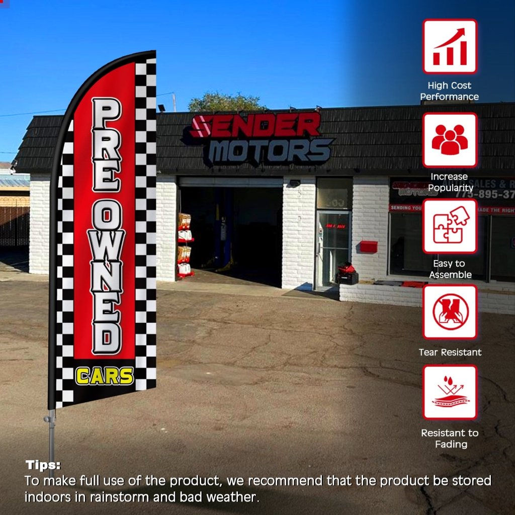 8FT Pre Owned Cars Feather Flag with Pole Kit(2m flag set)