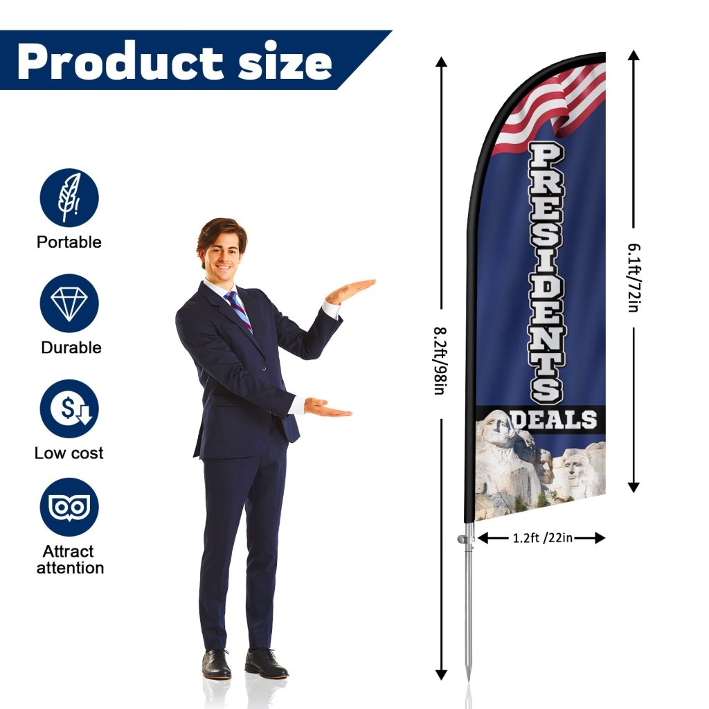 8Ft Presidents’ Deals Feather Flag for Washington’s Birthday