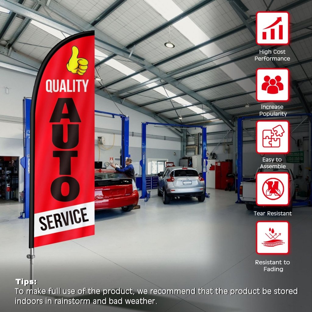 8FT Quality Auto Service Feather Flag with Pole Kit（2m flag set）