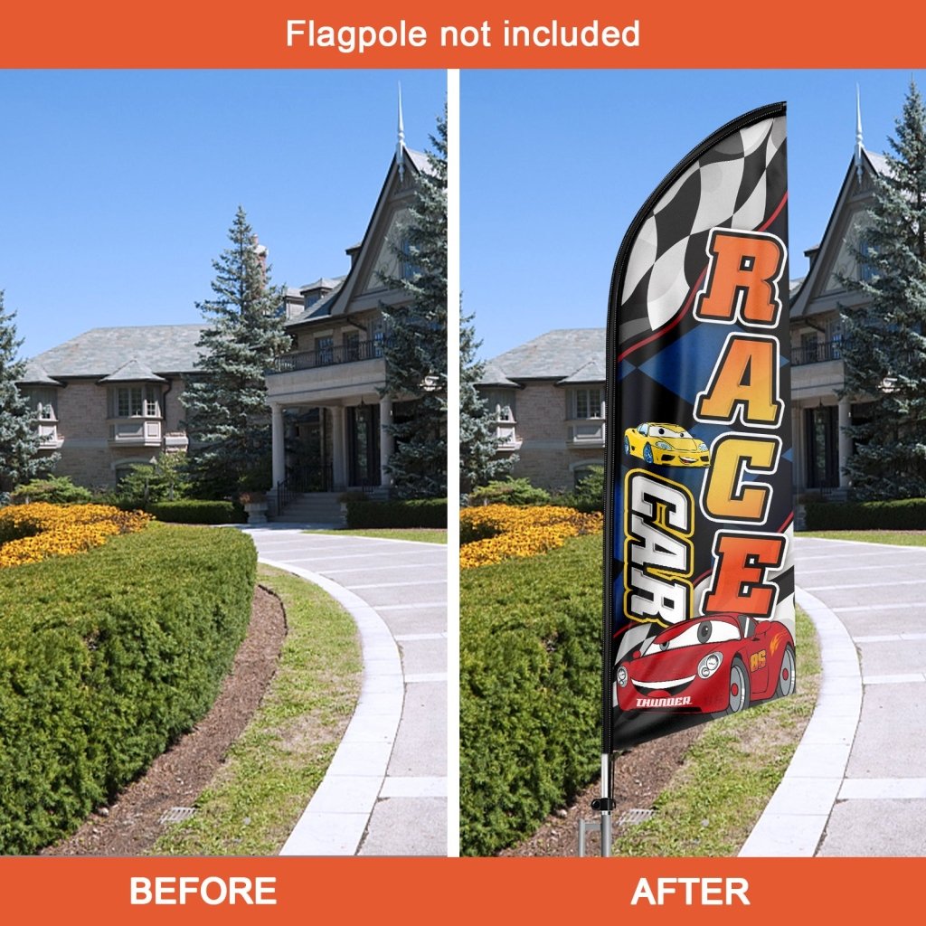 8FT Race Car Swooper Flag Fit 11FT Flagpole(Flagpole Not Included 3.4)